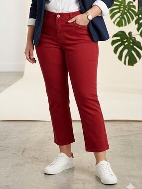 Gitano Women’s Red Cropped Straight Leg Pants - Size 14